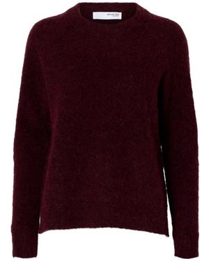 SELECTED Dunkellila Strick O-Neck Pullover
