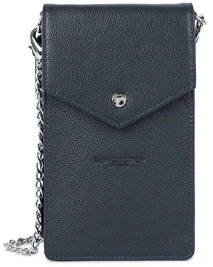 Lancaster Blauwe Leren Smartphone Clutch Met Drukknoopsluiting