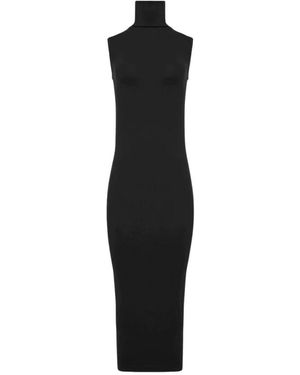 Wolford Kleedjes ,Zwart ,Wol Mouwloze Merinowol Midi Jurk