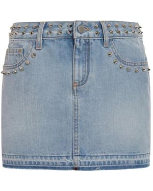 Alessandra Rich Denim Rok Met Studs - Blauw