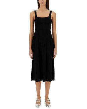 STAUD Kleedjes ,Zwart ,Nylon Ellison Knit Midi Dress