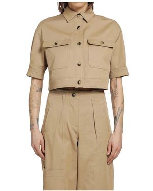 Max Mara Jassen ,Katoen Stretch Katoen Cropped Jas - Naturel