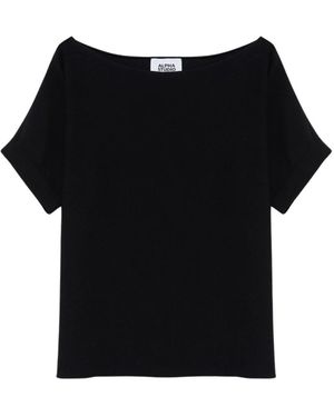 Alpha Studio Tops ,Zwart ,Katoen Maglia