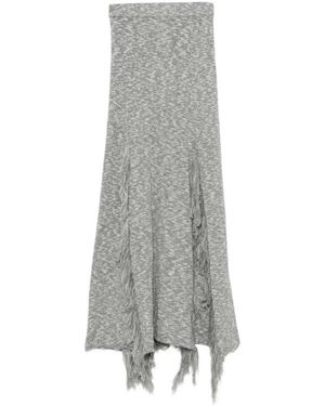 Mrz Fringed Trim Midi Skirt - Grijs