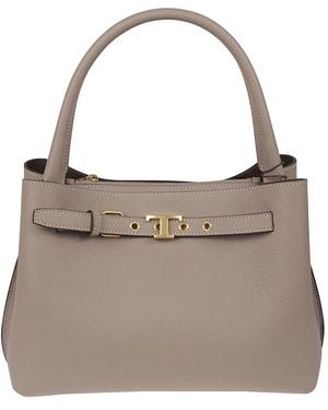 Tod's Tassen ,Grijs ,Leer T Timeless Mini Leren Handtas