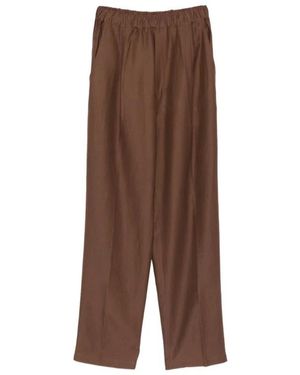 Laneus Broeken ,Bruin ,Leer Wijde Broek