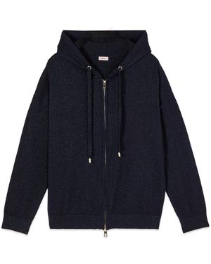 Oltre Lurex Strick-Hoodie - Blau