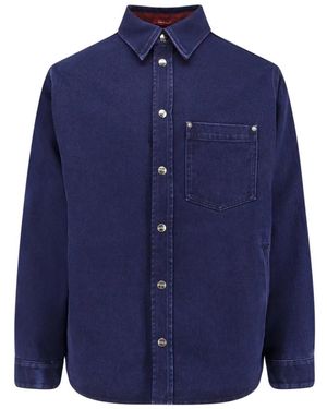 Gucci Wendbare Logo-Hemd Mit Metallknopf - Blau