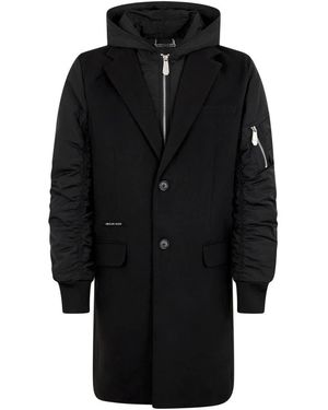 Philipp Plein Jassen ,Zwart ,Single Breast Hooded Coat