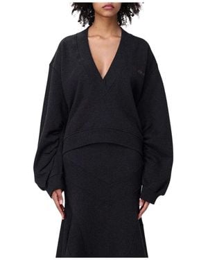 The Attico Graues V-Ausschnitt Sweatshirt Rock Set - Schwarz