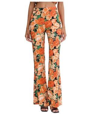 Pinko Broeken ,Veelkleurig ,Katoen Arese Wijde Broek - Oranje