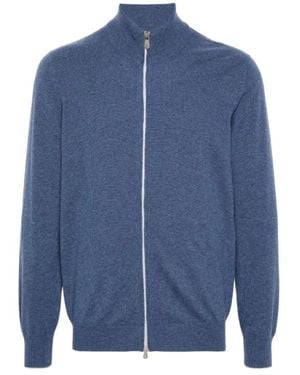 Brunello Cucinelli Cashmere Zip-Up Jumper - Blauw