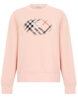 Burberry Check Knight Stamp Katoenen Sweater - Roze
