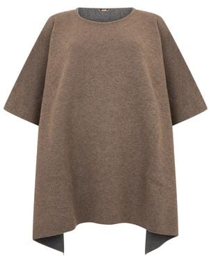 Moorer Gebreide Poncho Met Ronde Hals - Bruin