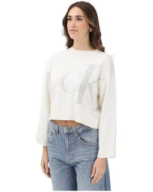 Calvin Klein Truien & Vesten ,Wit ,Round-Neck Truien