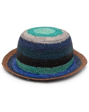 Paul Smith Gestreepte Gehaakte Trilby Hoed - Blauw