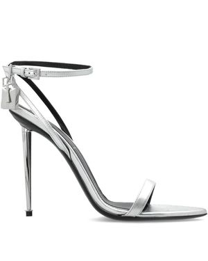 Tom Ford Schoenen ,Grijs ,Leer Geglazuurd Lamsvel Nappa Plateau Puntige Naked Sandaal - Wit