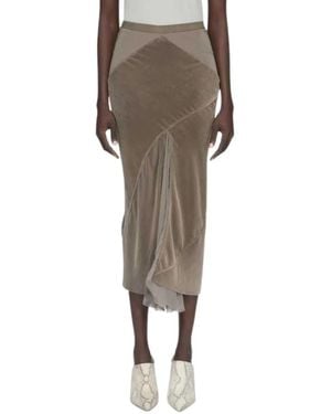 Rick Owens Rokken ,Chiffon Dbl Sliced Skirt - Naturel
