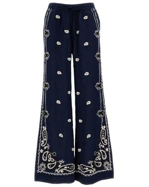 P.A.R.O.S.H. Embroidered Wide-Leg Pants - Blue