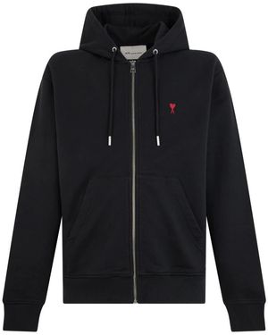 Ami Paris Ami De Coeur Zip Hoodie - Zwart