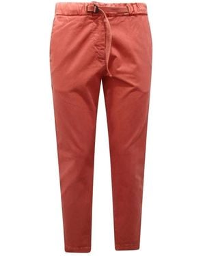 White Sand Slim-Fit Pants - Red
