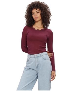 Rosemunde Babette Silk Ls Lace - Rood