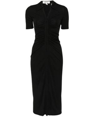 Diane von Furstenberg Ruched Button-Down Dress - Black