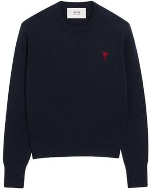 Ami Paris Ami De Coeur Rundhals-Pullover - Blau