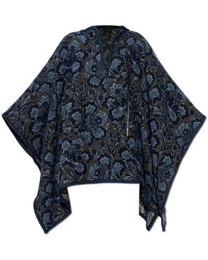 Etro Bloemen Jacquard Cape - Blauw