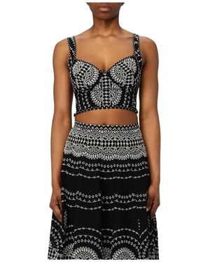 Charo Ruiz Elegantes Besticktes Top-Set - Schwarz