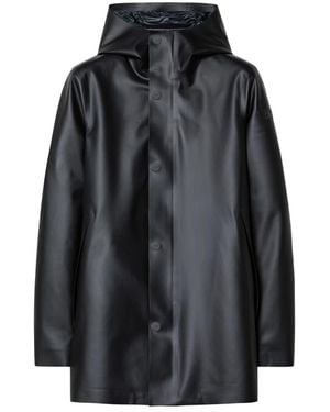 Rrd Jassen ,Zwart ,Leer Double Rubber Floating Parka Jkt