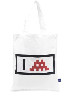 Comme des Garçons Invader Katoenen Tote Bag - Wit