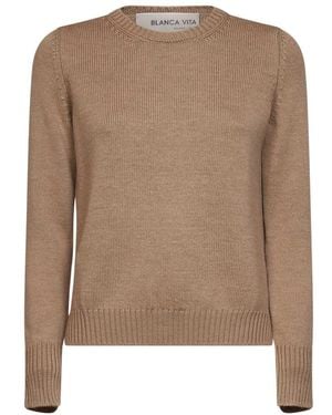 Blanca Vita Round-Neck Knitwear - Marrón