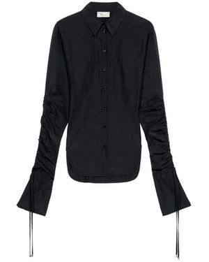 Blumarine Schwarzes Gerafftes Ärmelhemd
