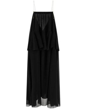 Chloé Kleedjes ,Zwart ,Maxi-Jurk Met Open Rug
