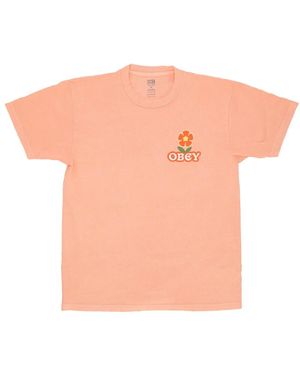 Obey Make Art Not War Flower Pigment Tee - Oranje