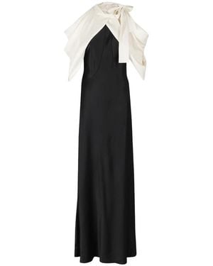 Alberta Ferretti Kleedjes ,Zwart ,Satijn Enver Satin Midi Jurk