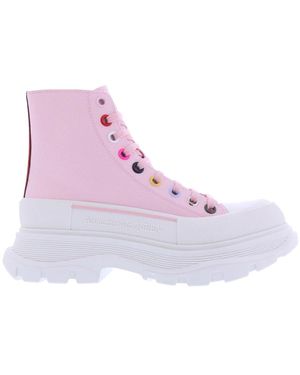 McQueen Schicke Schnürlederstiefel - Lila