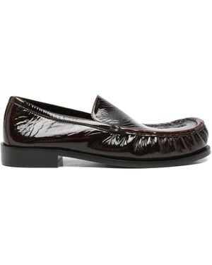 Dries Van Noten Braune Leder Slip-On Flache Schuhe - Schwarz