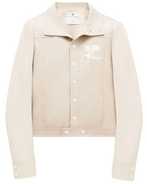 Courreges Logo-patch druckknopfjacke - Weiß
