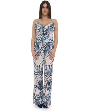 Guess Fliesenmuster Smart Jumpsuit Mit V-Ausschnitt - Blau