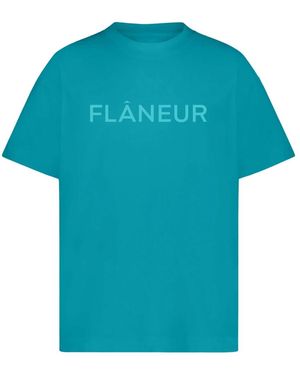 flâneur Grün Blass Tonal Logo T-Shirt - Blau