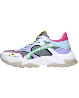 John Richmond Sneakers Aus Leder Und Stoff - Blau