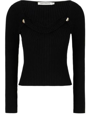 SIMONA CORSELLINI 0003 Maglia Lana C/Bottoni Oro - Schwarz
