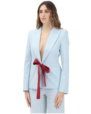 ViCOLO Lichtblauwe Elegante Lange Jas