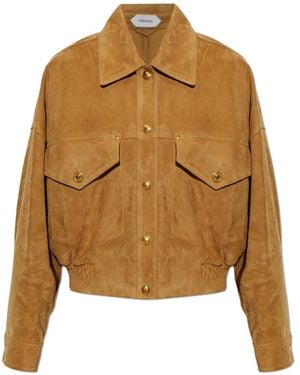 Versace Jassen ,Bruin ,Leer Suede Blouson