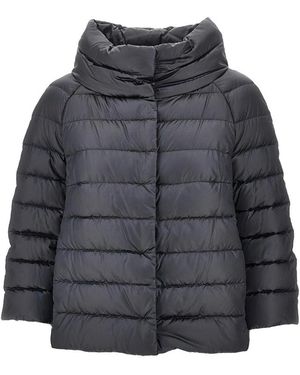 Herno Jassen ,Zwart ,Nylon Eclipse Special Edition 'Sofia' Donsjack - Grijs