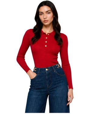 Kocca Truien & Vesten ,Rood ,Leer Polo Shirt Met Lange Mouwen