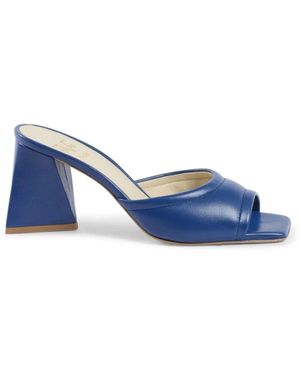 19V69 Italia by Versace Blaue Leder Clogs Mit Eckiger Spitze