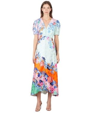 Saloni Lea Long Dress - Blauw